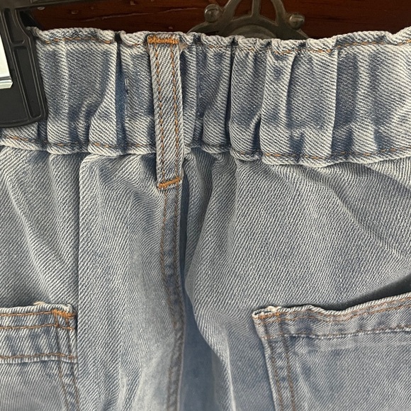 POL Blue and Cream Patchwork Wide Leg Jeans - Picture 7 of 11